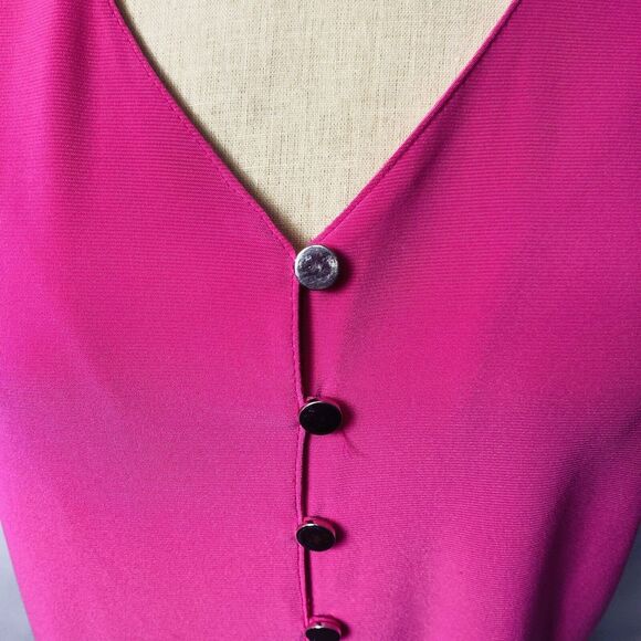 Kim Rogers Women Petite Buttons Fuchsia Blouse Size PS - Picture 3 of 4